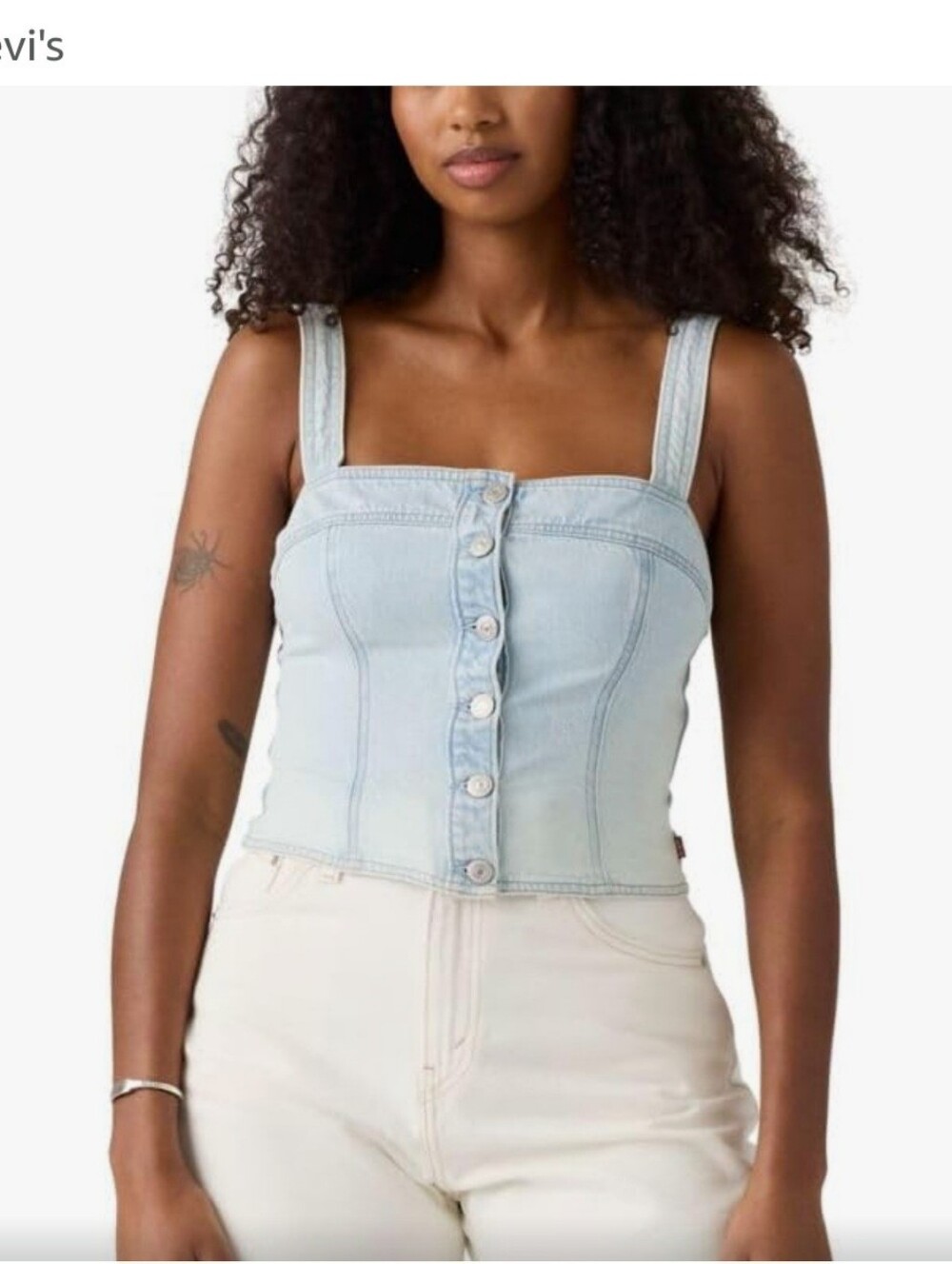 NWT Levi's Women's Drea Denim Corset Tank Top Size L Light Wash